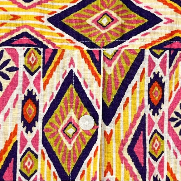 Chico’s 100% Linen No-Iron Multi-Colored Diamond Printed Blouse Sz. 3 (US XL/16) - Picture 9 of 14
